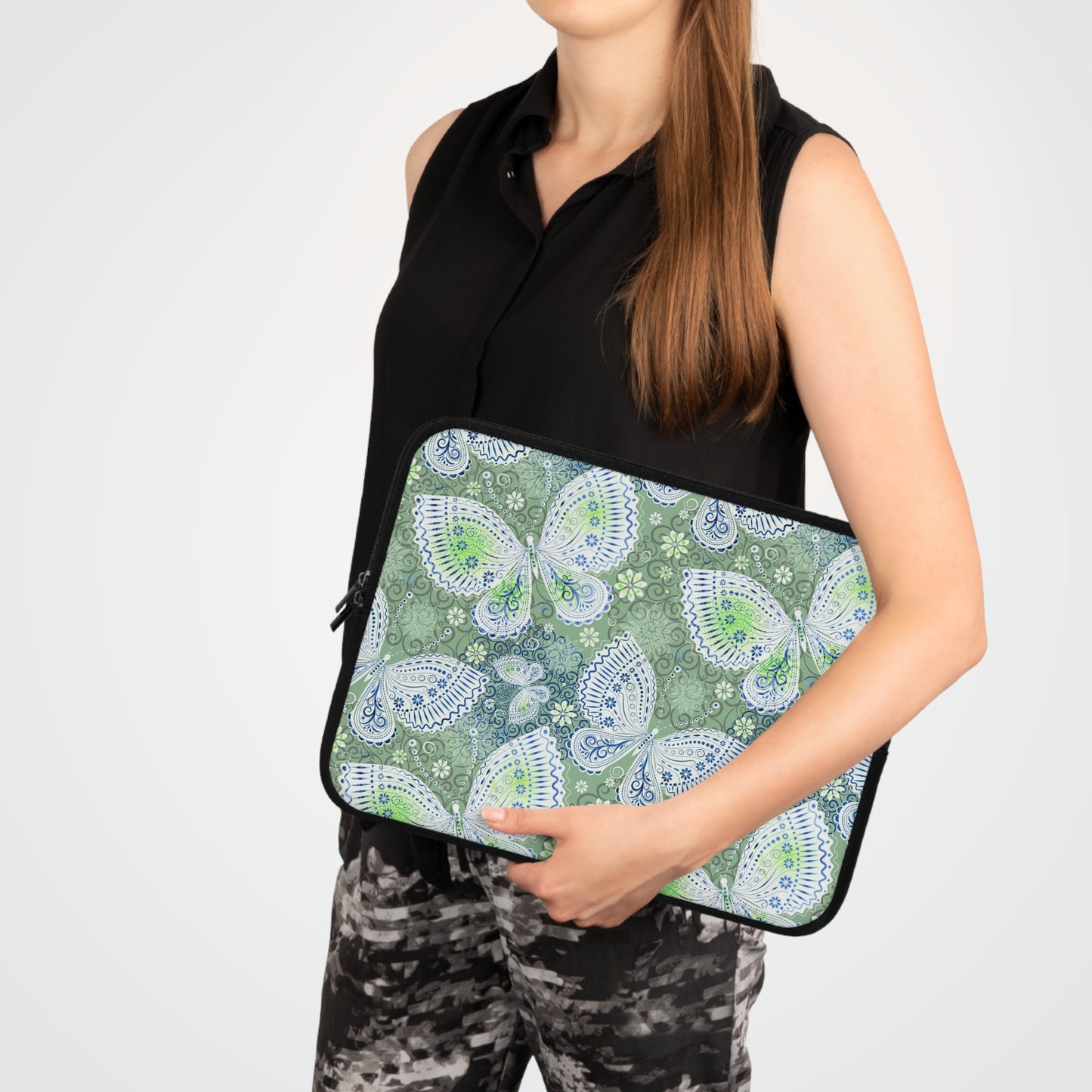 Butterfly Pattern Laptop Sleeve, Eco-Friendly Laptop Case, Computer Bag, Gift for Her, Personalized Tech Accessory