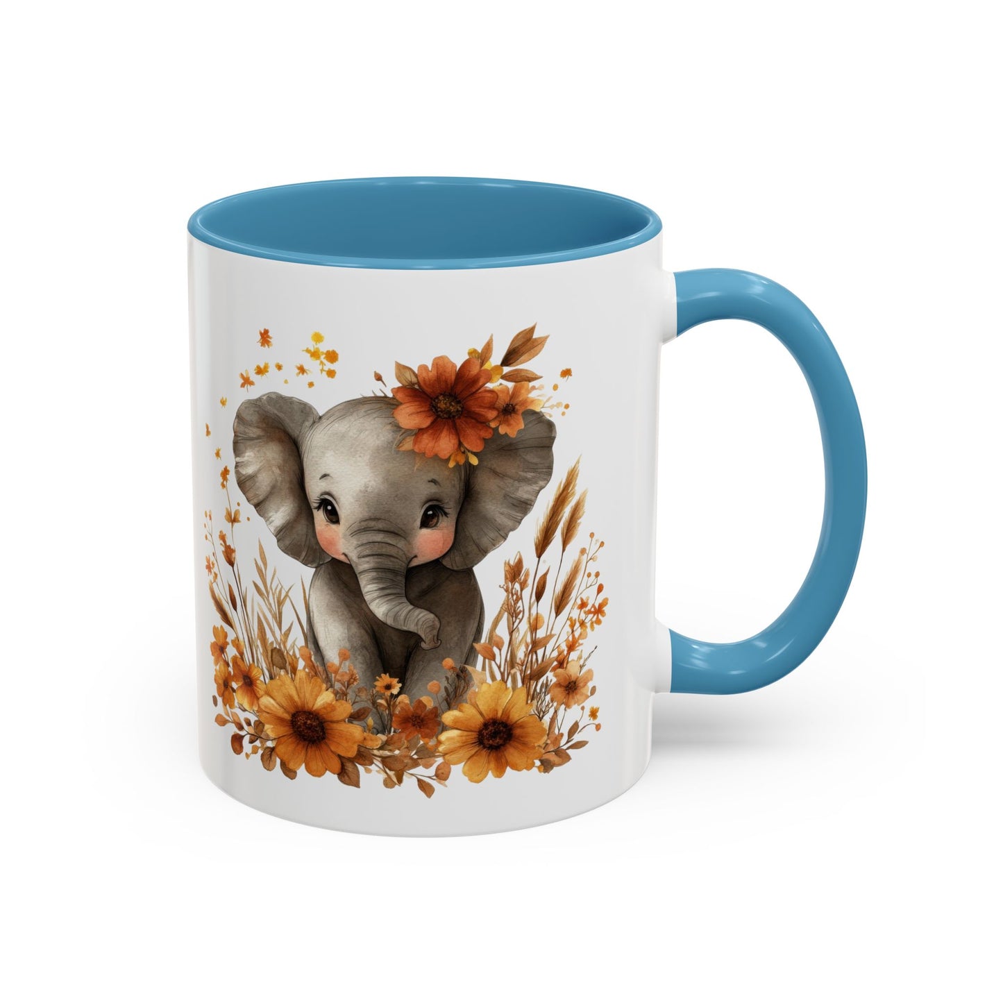 Adorable Elephant Floral Coffee Mug, Cute Animal Mug, Coffee Lover Gift, Kids Mug, Baby Shower Decor