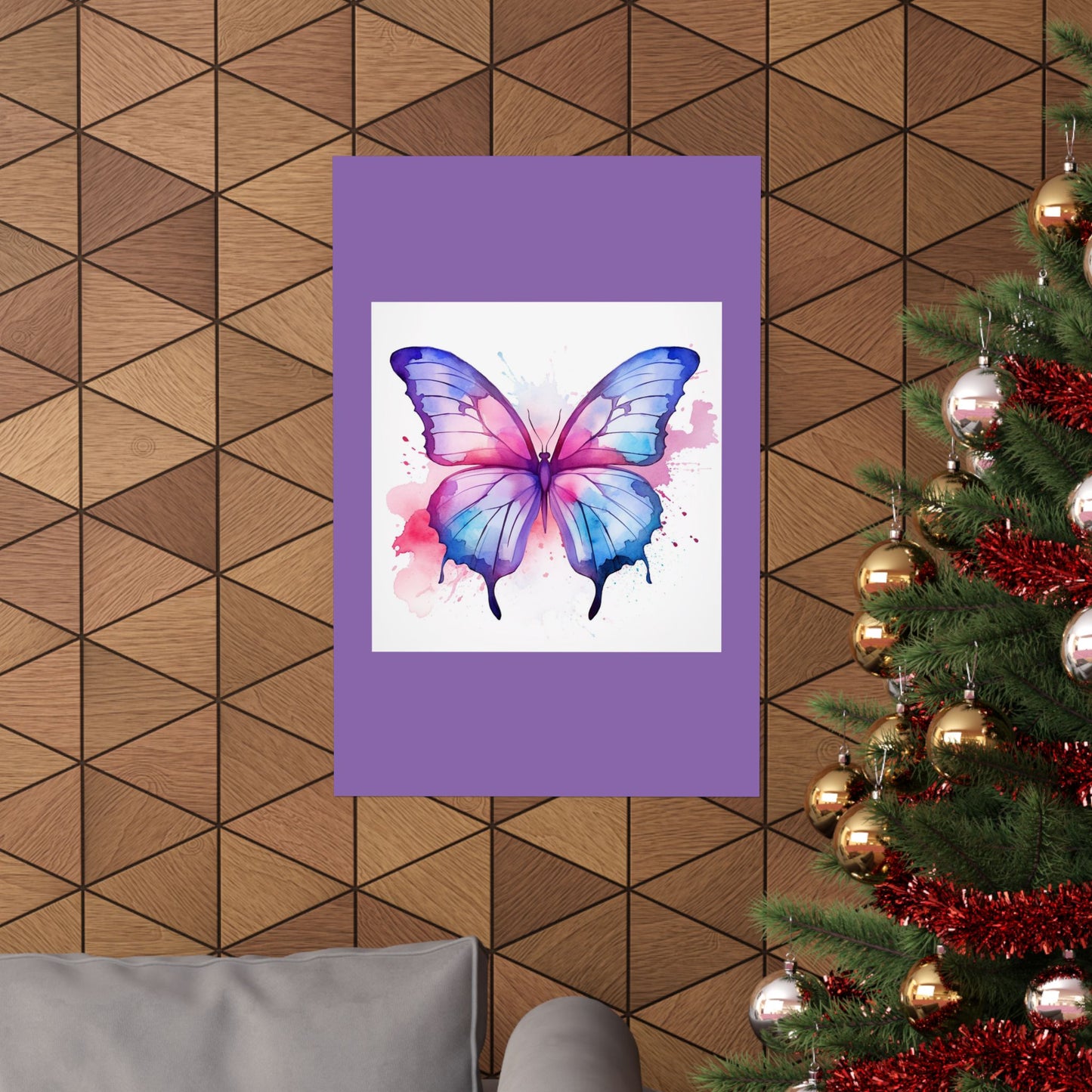 Butterfly Watercolor Matte Poster — Purple Vertical Art Print