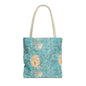 Floral Watercolor Tote Bag — Teal Succulent Pattern