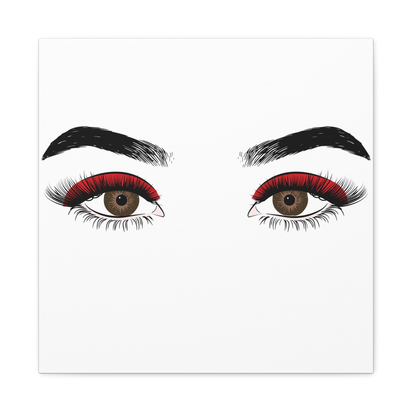 Red Lashes Wall Art Canvas — Glam Eyes Makeup Decor