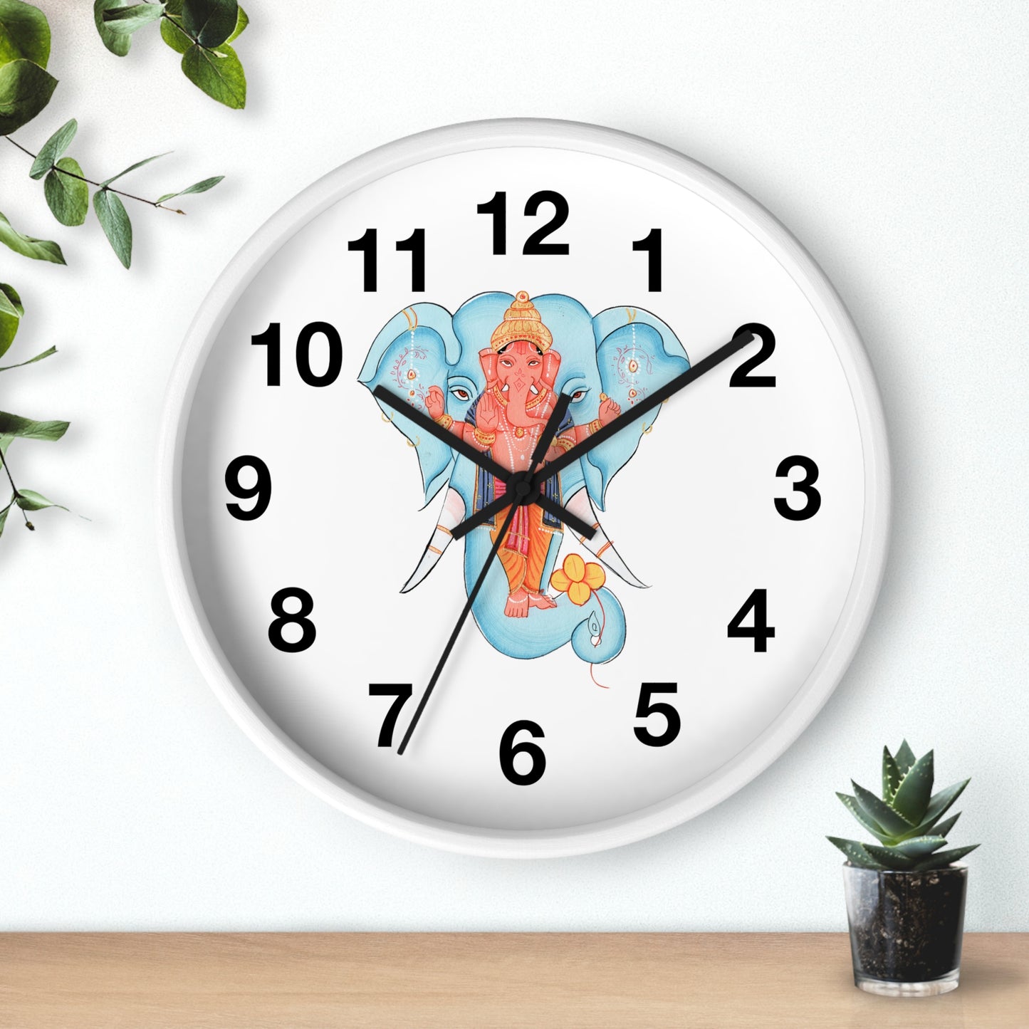 Ganesha Wall Clock, Hindu Home Decor, Spiritual Gift, Boho Wall Art, Timeless Decoration, Unique Timepiece