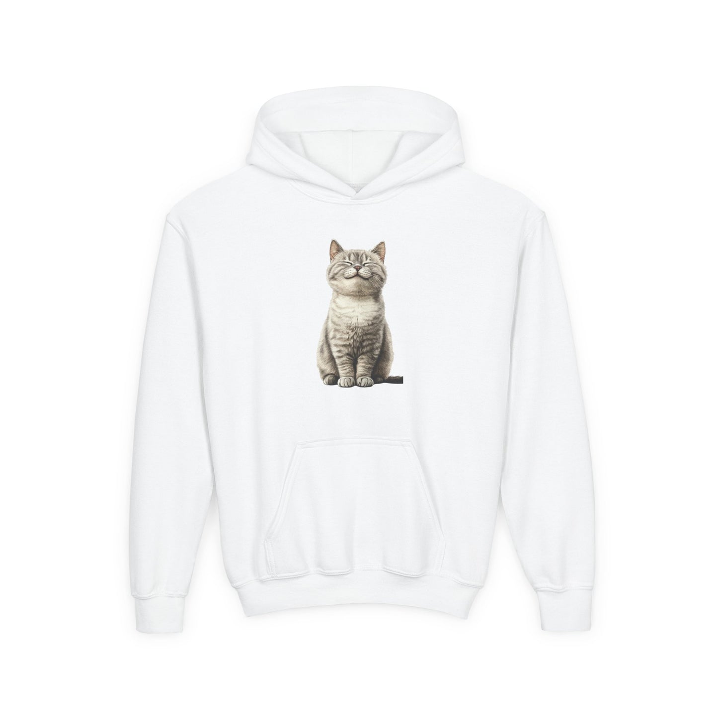 Kids Cat Hoodie – Cute Sitting Kitten Youth Hooded Sweatshirt