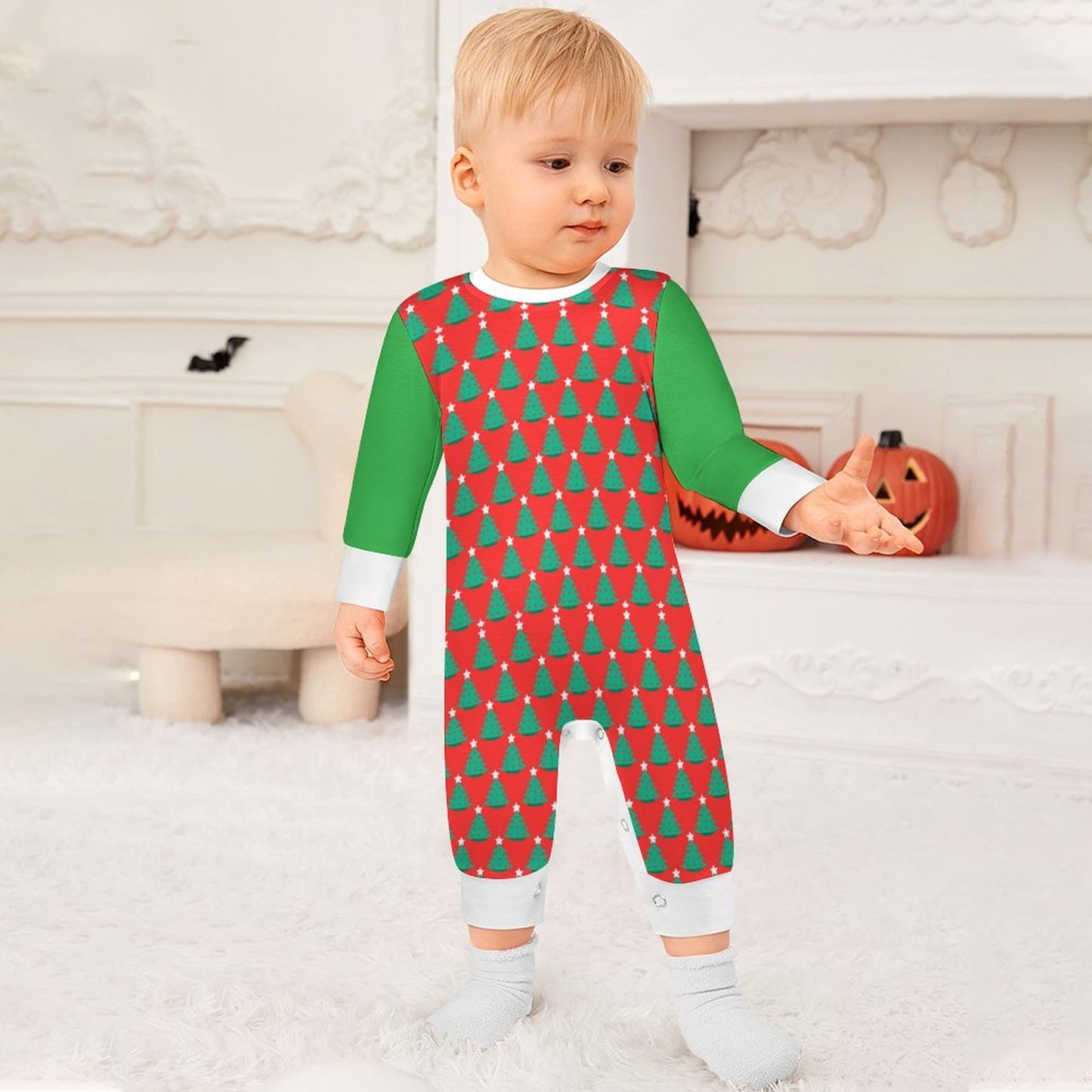 Christmas Tree Long Sleeve Baby Romper