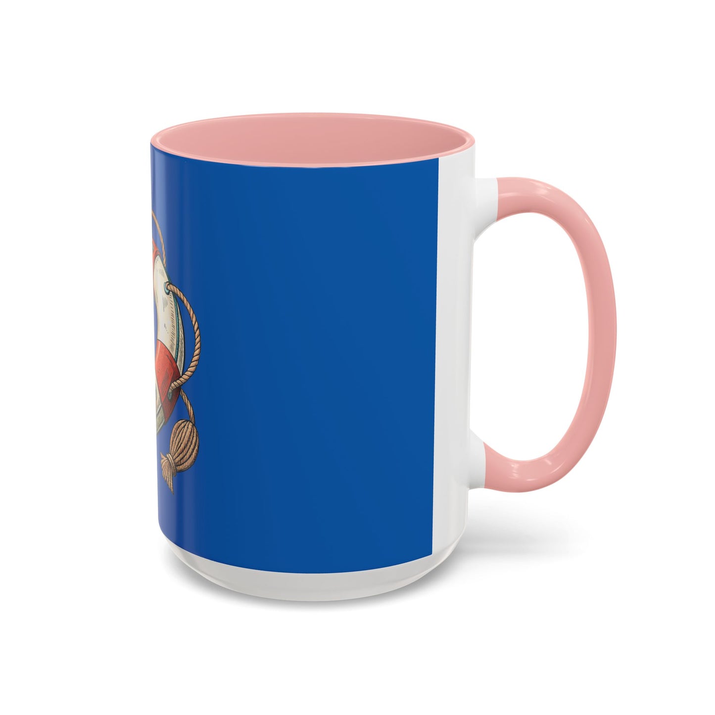 Lifesaver Accent Coffee Mug - Nautical Gift, Beach Decor, Sailor's Coffee Cup, Ocean Lover Mug, Summer Vibes