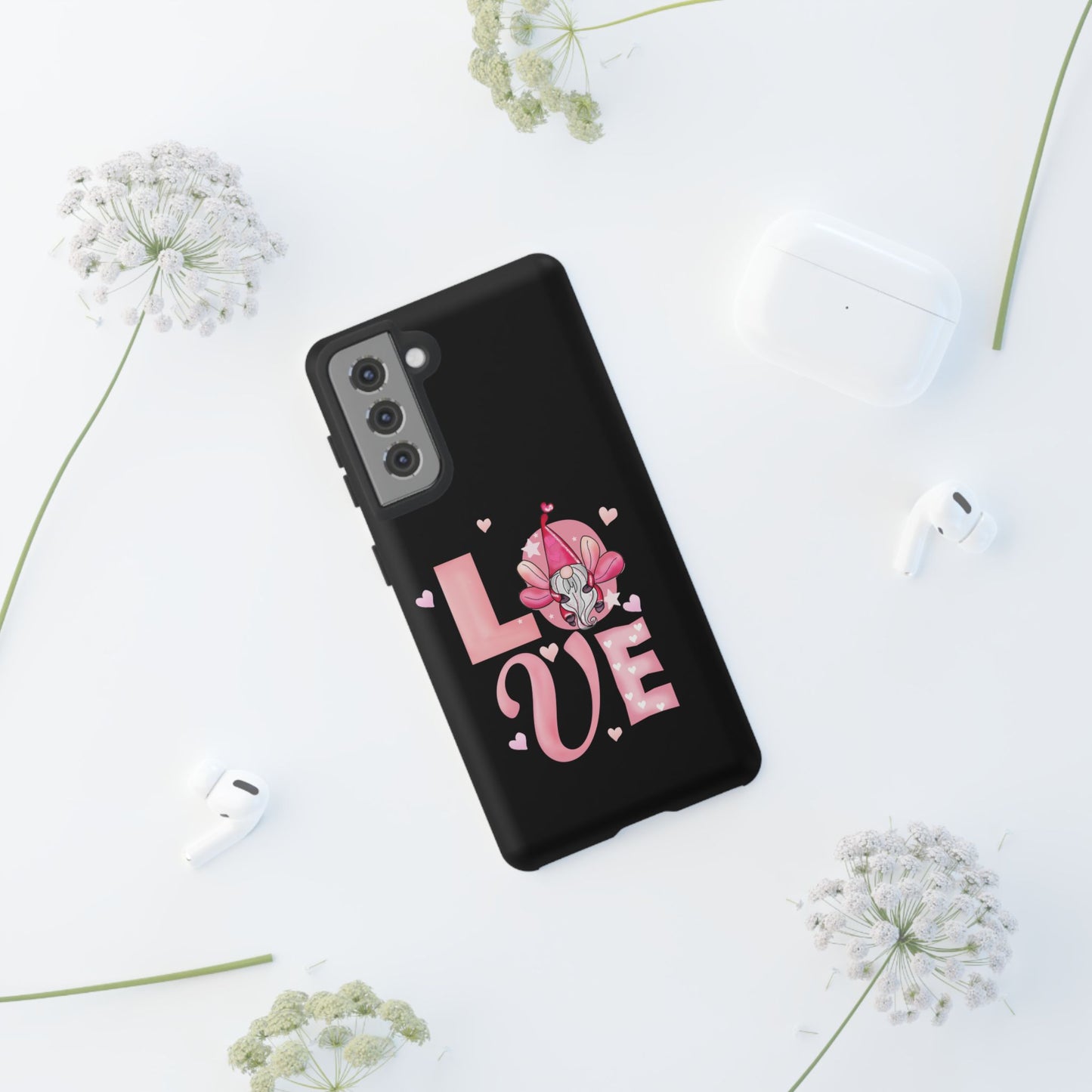 Love Gnome Phone Case — Cute Pink Heart Valentines Protective Case