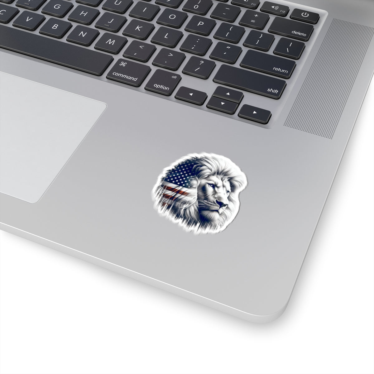 American Flag Lion Kiss-Cut Sticker — Patriotic Lion Decal for Laptop, Water Bottle