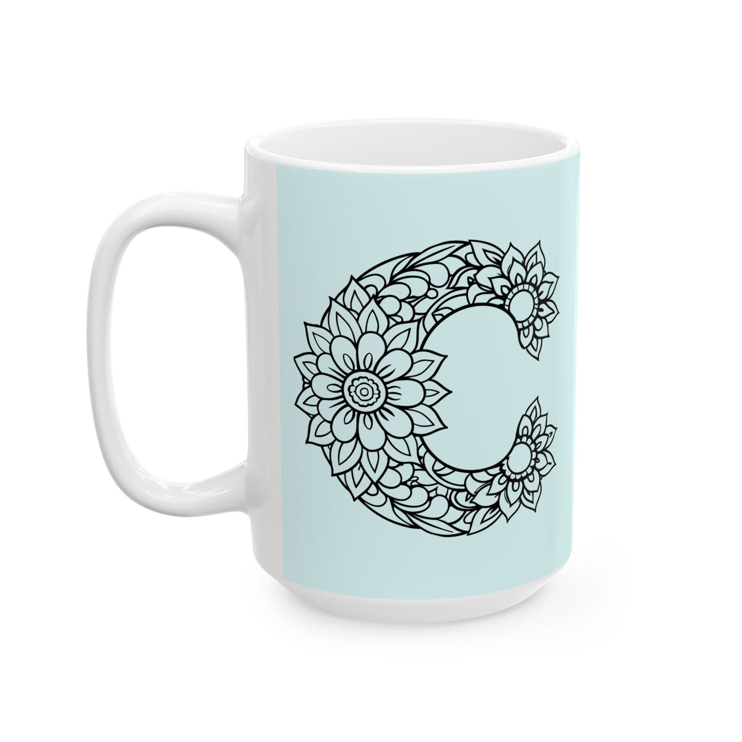 Copy of Mandala Design Ceramic Mug -Letter C Relaxing Gift for Tea Lovers, Coffee Enthusiasts, Home Decor, Perfect for Holidays, Zen Vibe