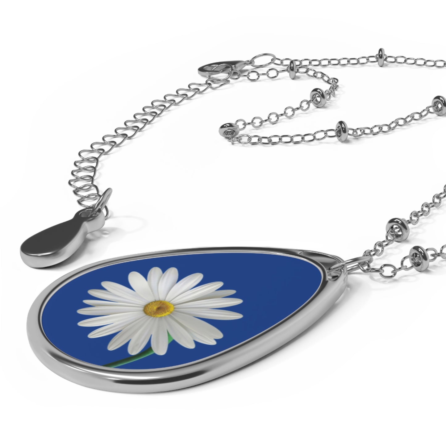 Daisy Oval Necklace, Nature Inspired Jewelry, Floral Accessories, Gift for Her