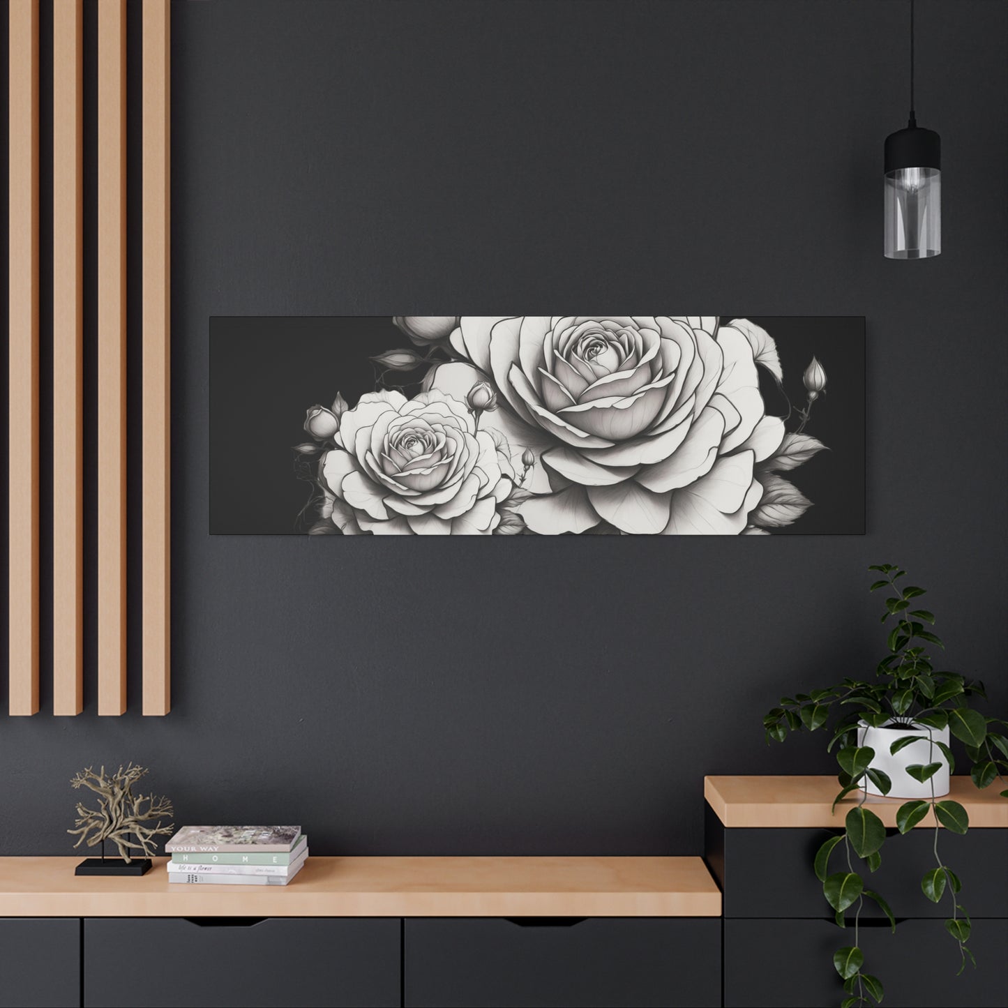 Monochrome Rose Canvas Print — Black & White Floral Wall Art