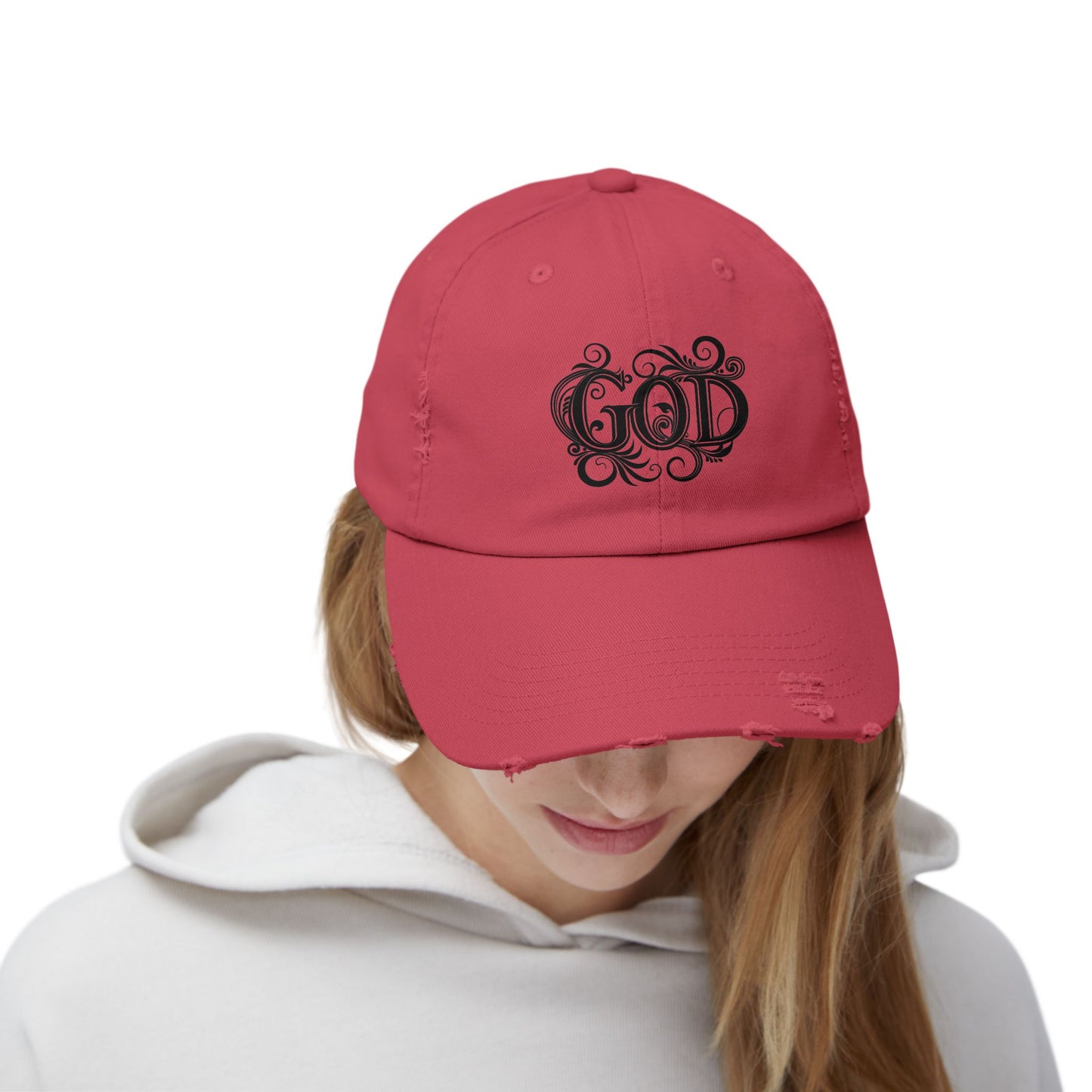 Distressed God Cap, Unisex Casual Hat, Trendy Vintage Cap, Faith Inspired Headwear, Gift for Religious Devotees