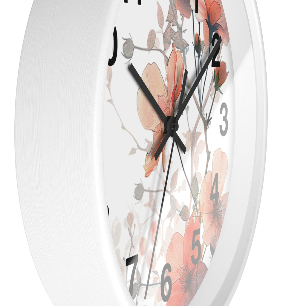Floral Wall Clock — Soft Orange Blossom Decorative Clock
