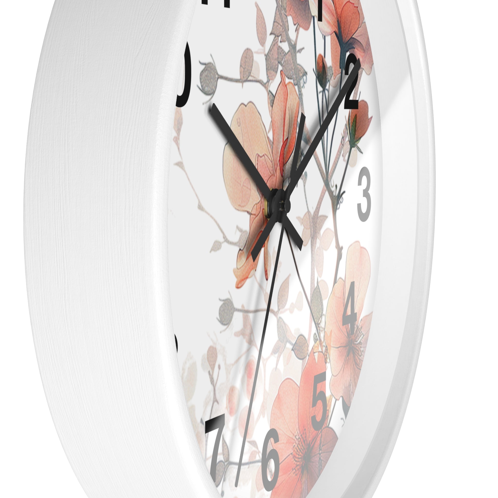 Floral Wall Clock — Soft Orange Blossom Decorative Clock