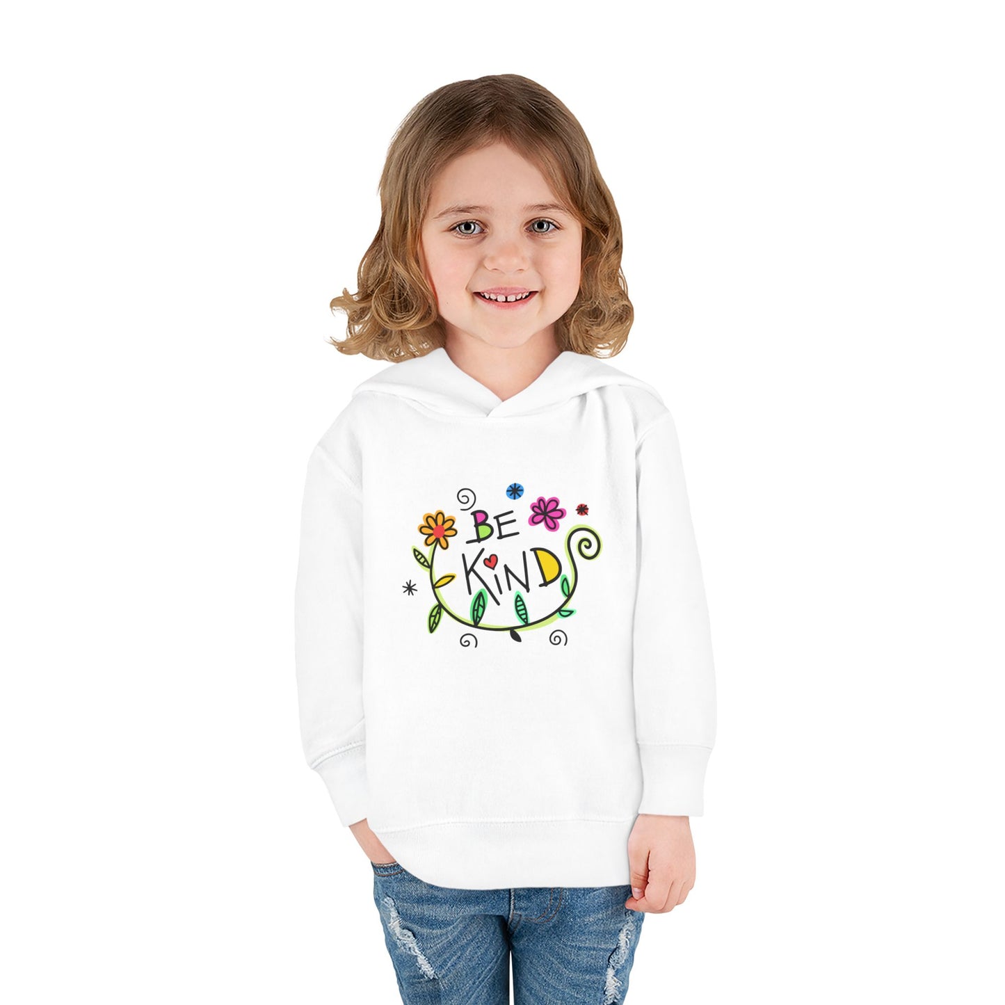 Toddler Fleece Hoodie - 'Be Kind' Floral Design, Cozy Kids Pullover, Cute Gift for Toddlers, Everyday Wear, Spring Outfit