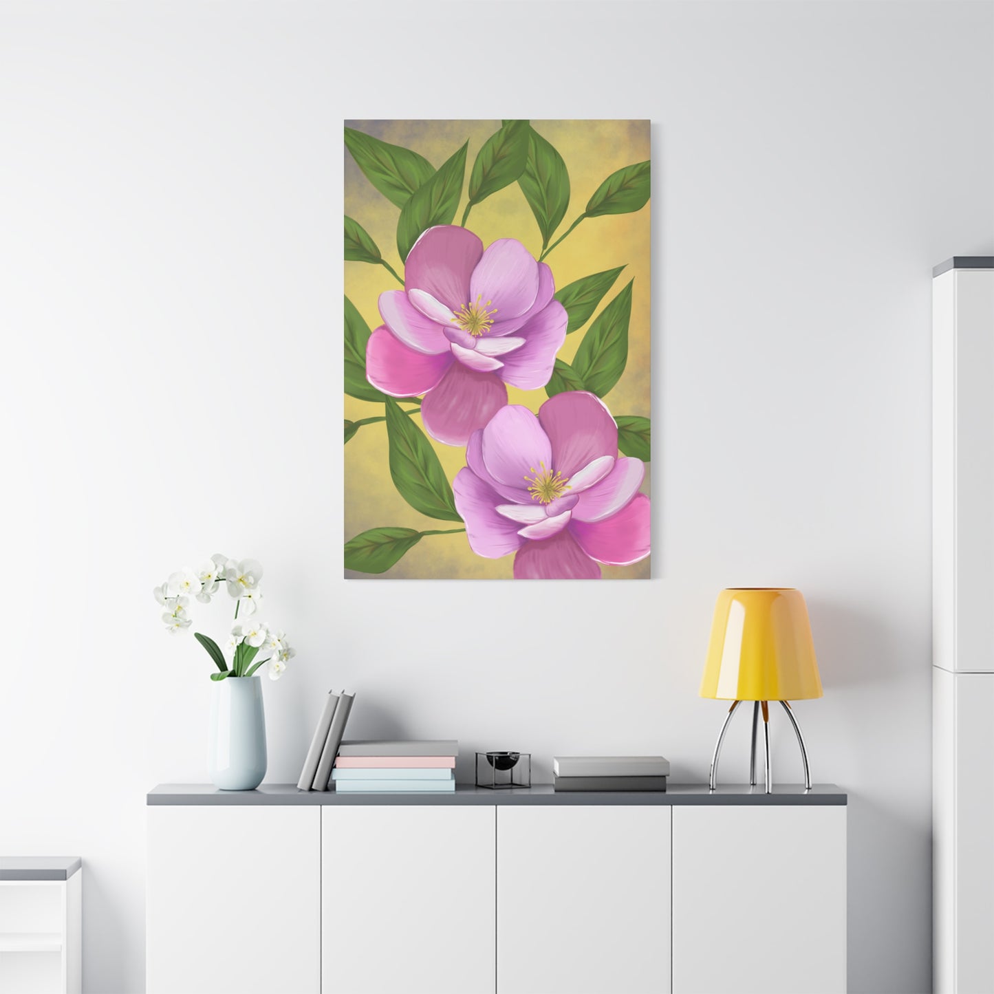 Matte Canvas, Stretched, 1.25" Tulips Pink and Purple Flowers