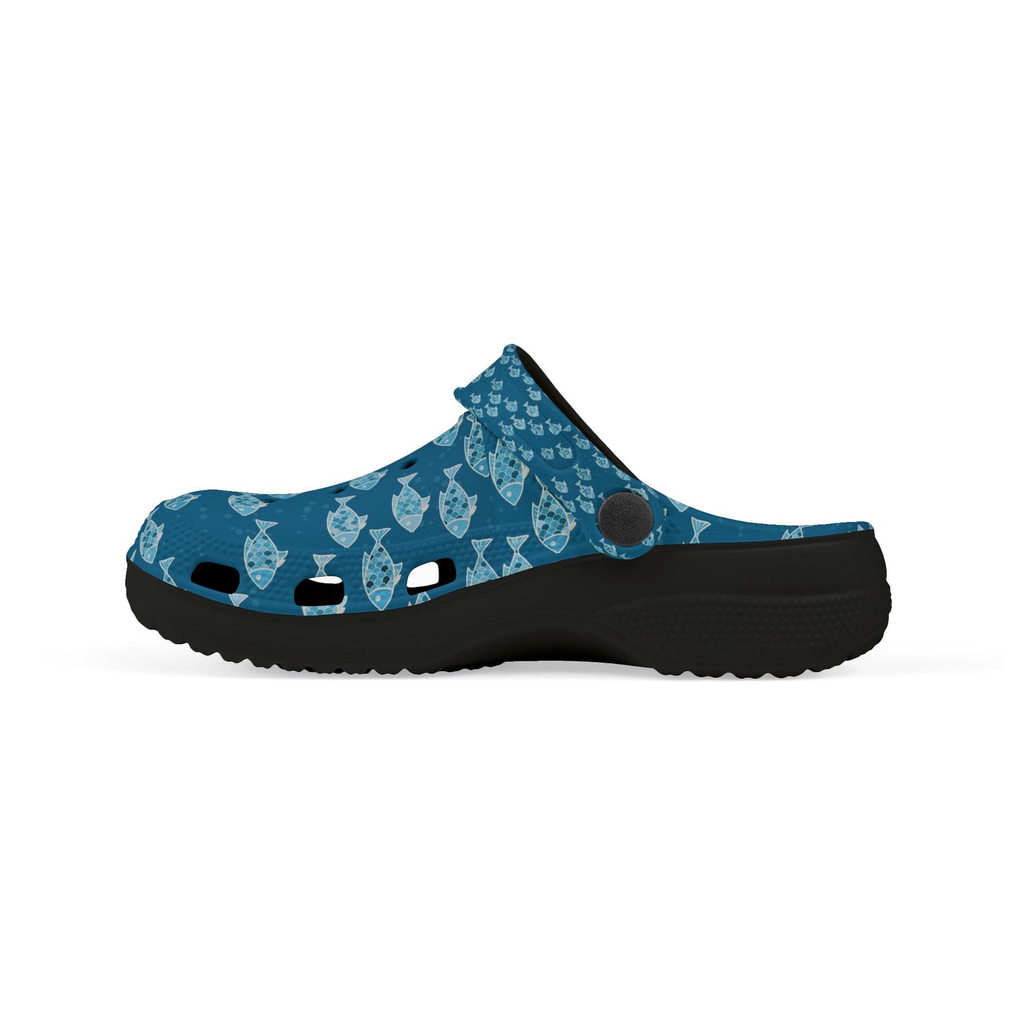 Kids Fish Pattern EVA Foam Clogs — Blue Ocean Slip-On Sandals