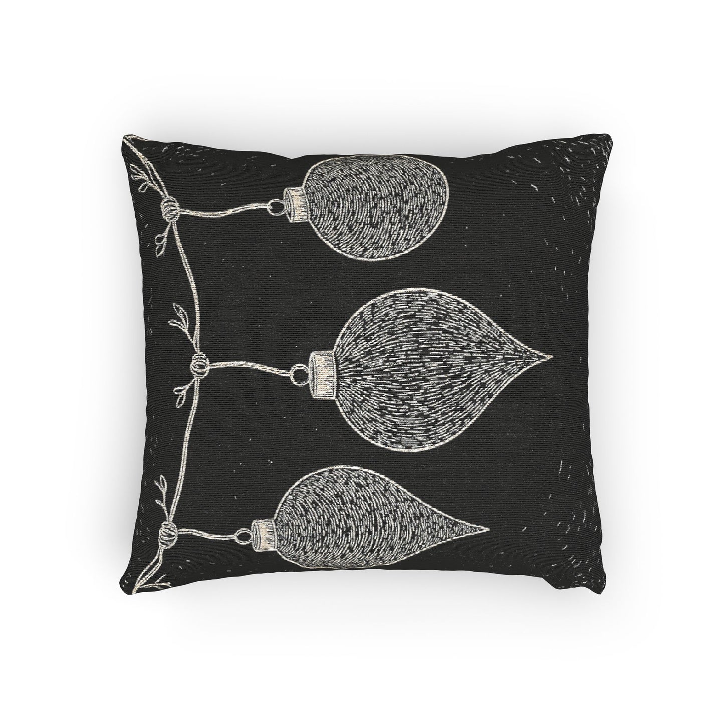 Christmas Ornament Woven Pillow, Holiday Home Decor, Cozy Couch Cushion, Seasonal Gift, Winter Decoration