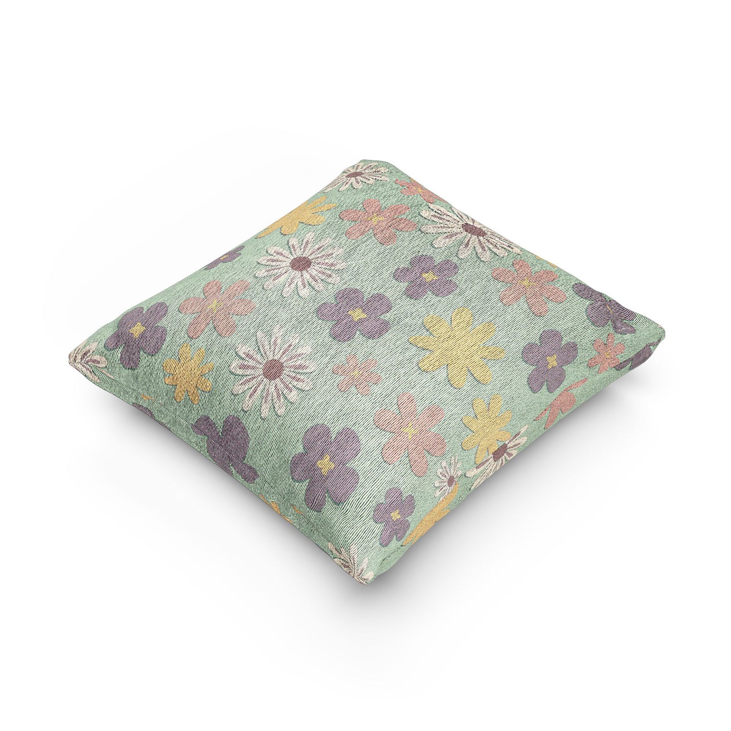 Floral Woven Pillow, Decorative Accent Cushion for Home, Boho Pillow for Living Room, Gift for Housewarming, Cozy Home Decor