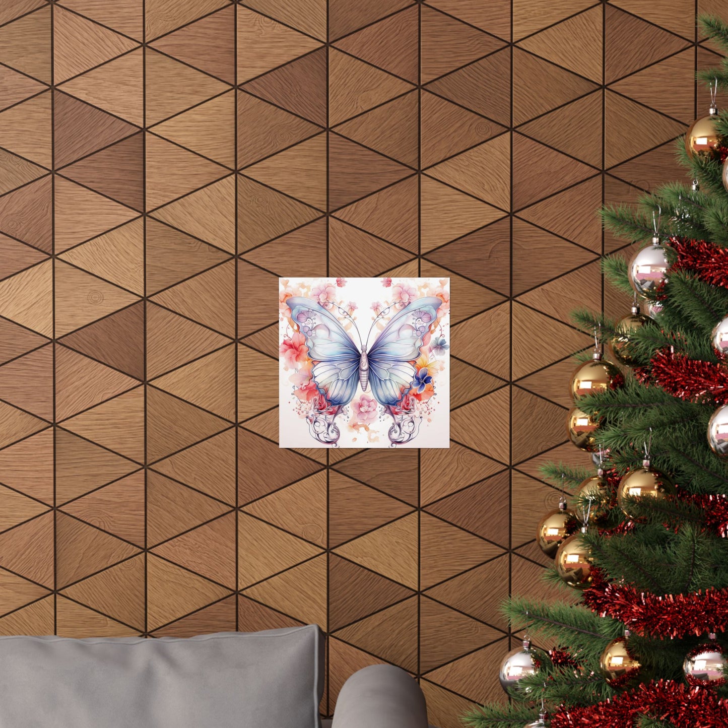 Butterfly Watercolor Wall Poster — Floral Pastel Matte Vertical Print