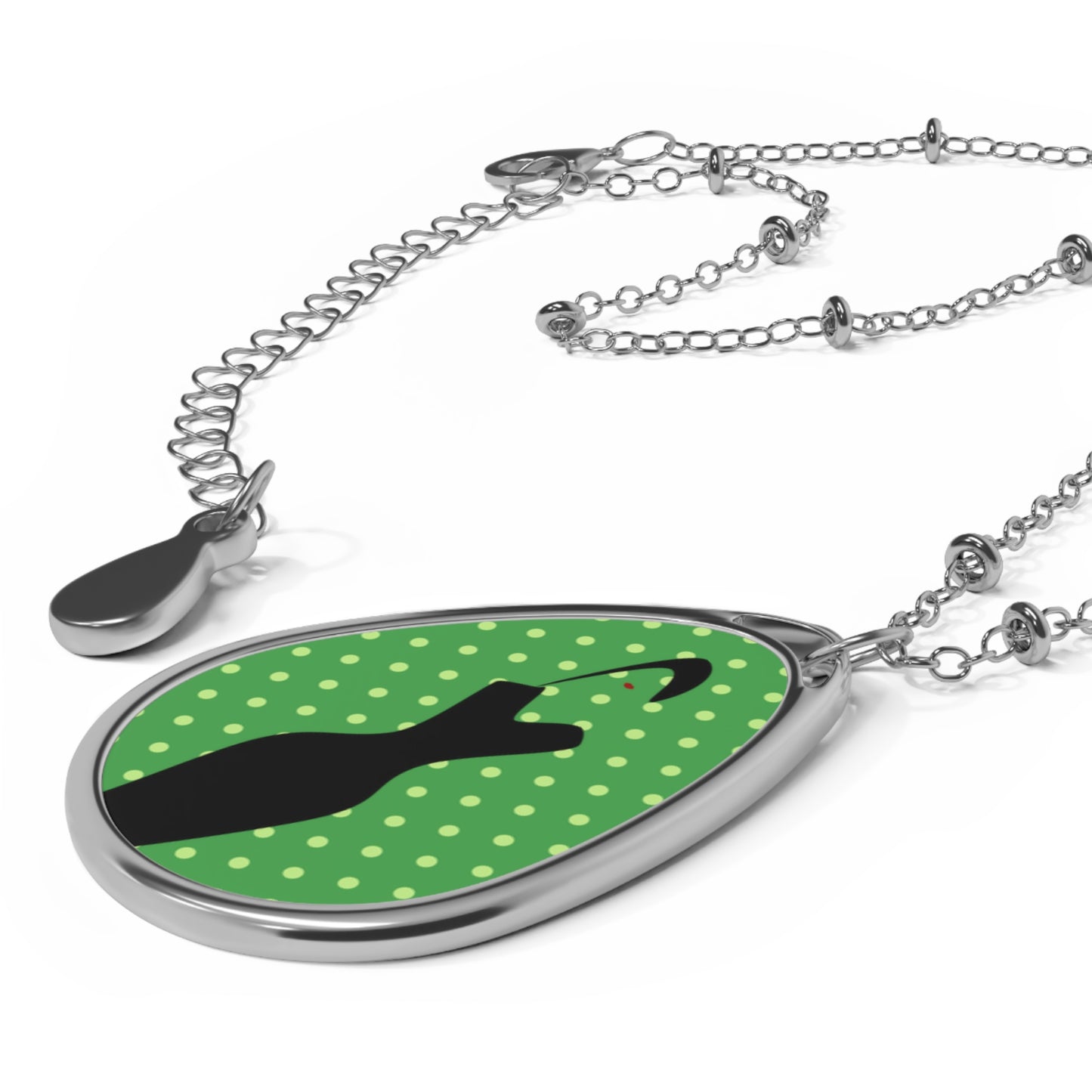 Elegant Oval Necklace with Polka Dot Design, Fashion Jewelry, Gift for Her
