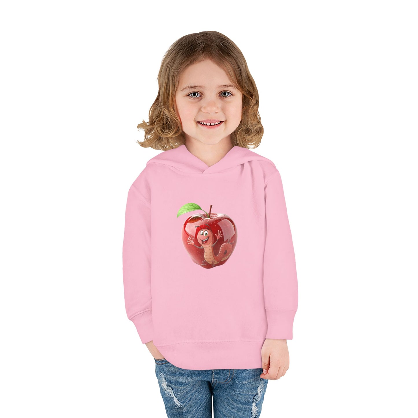 Cute Apple Toddler Pullover Fleece Hoodie - Cozy, Fun, Playful Kidswear, Perfect Gift for Birthdays, Play Dates, or Fall Outings