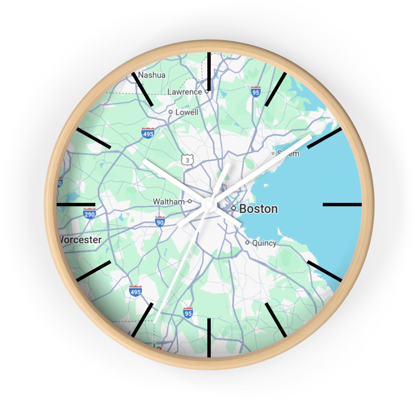 Boston Map Wall Clock - Unique Home Decor, Gift for Boston Lovers, Custom Wall Art, Office Decorations, Modern Timepiece