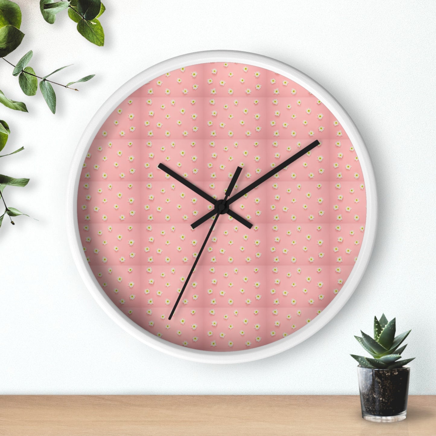 Charming Floral Wall Clock Pink Decor, Home Accessories, Gift for Her