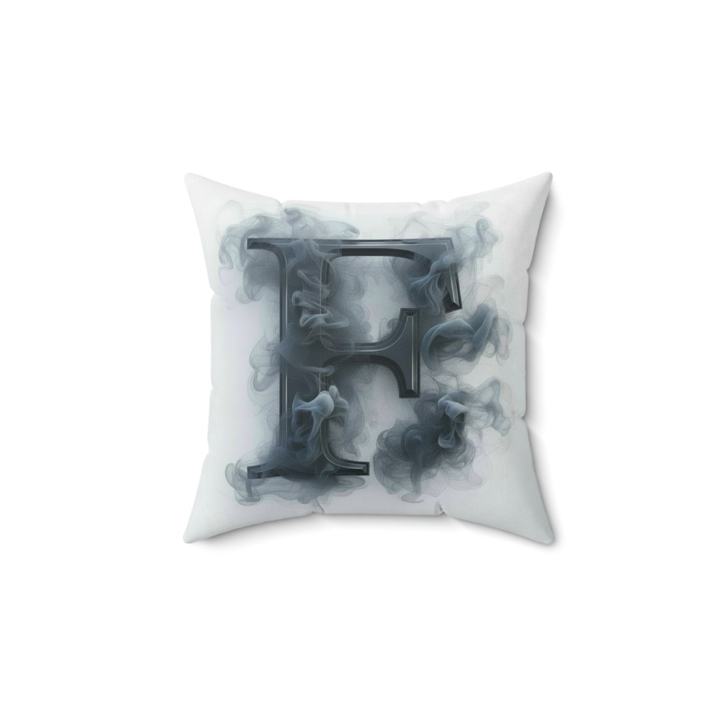 Smoky Letter 'F' Decorative Throw Pillow — Monogram Initial Accent Cushion