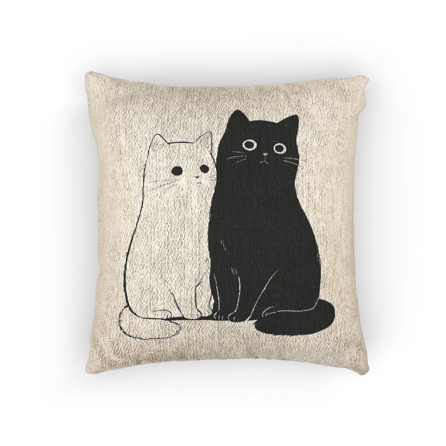 Whimsical Cat Woven Pillow, Cozy Home Decor, Cat Lover Gift, Animal Themed Cushion, Cute Cat Throw Pillow