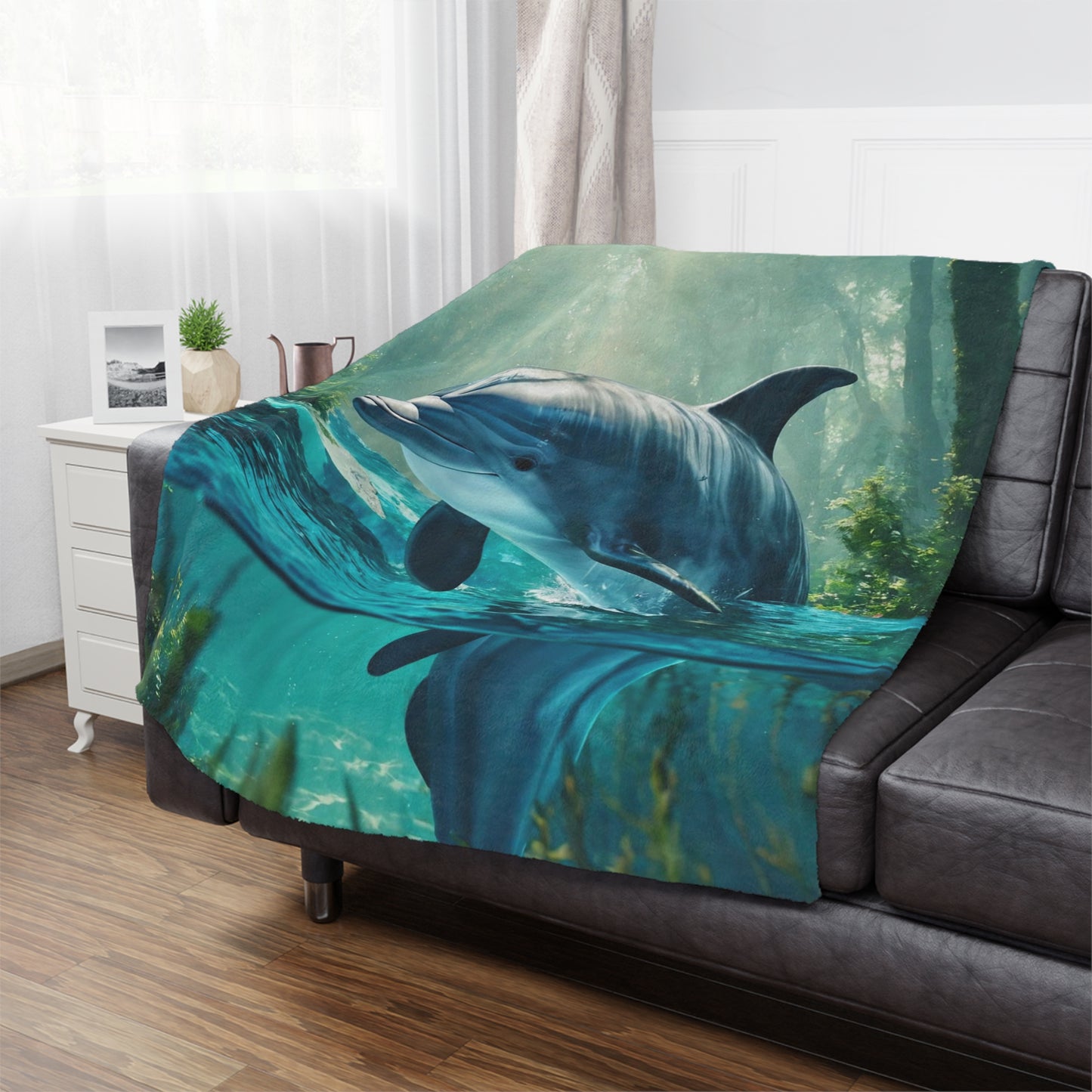 Dolphin Swim Minky Blanket – Tropical Underwater Ocean Throw