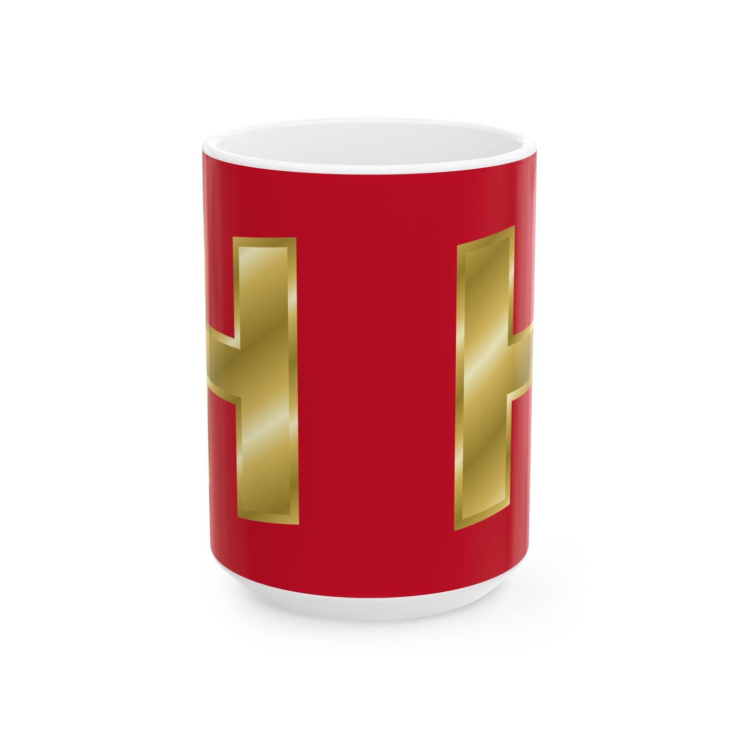 Gold Cross Ceramic Mug - 11oz & 15oz, Religious Gift, Coffee Cup, Unique Tea Mug, Faith-Inspired Drinkware