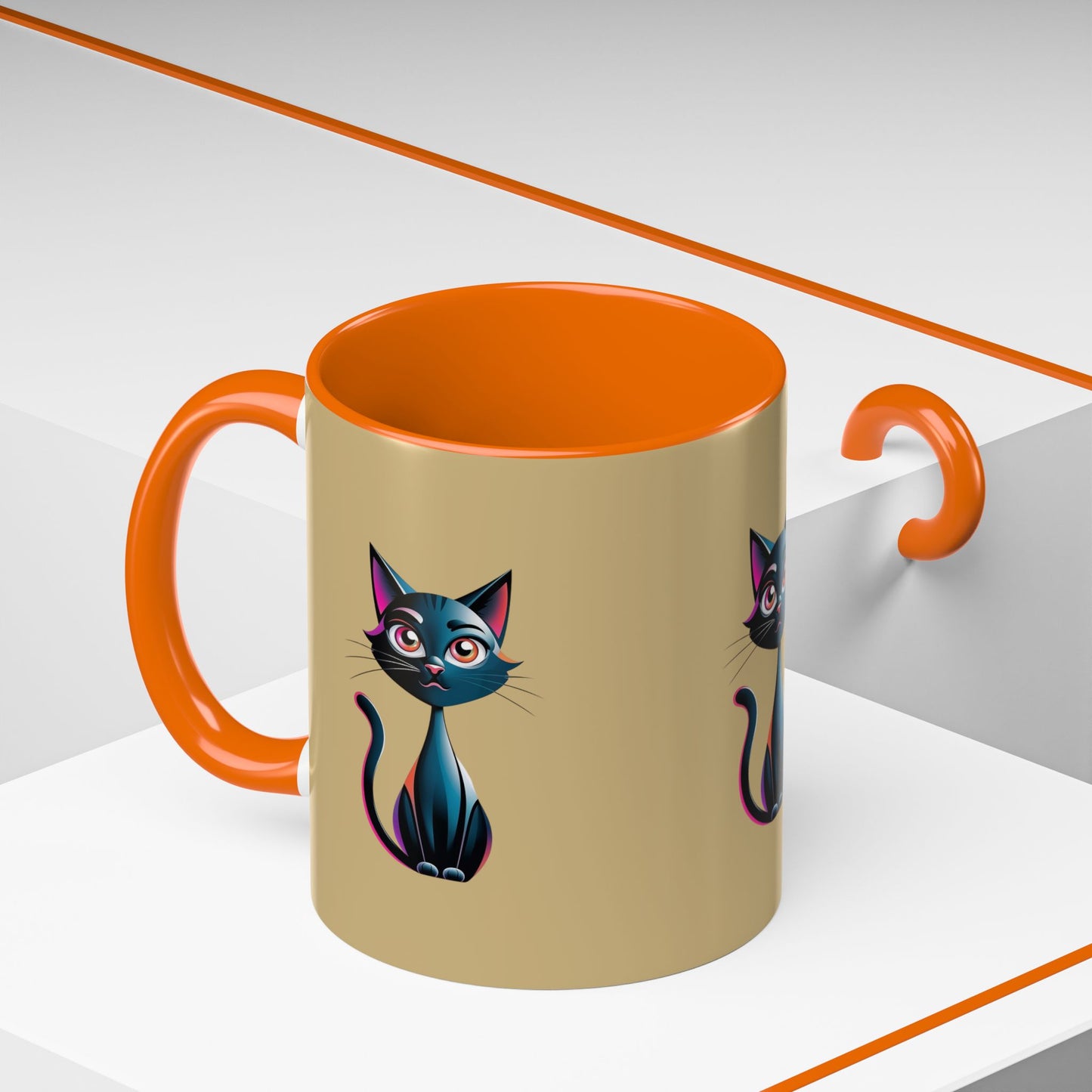 Cute Cat Accent Coffee Mug - Perfect for Cat Lovers, Gift for Birthdays, Home Decor, Animal Enthusiasts, Fun Kitchenware
