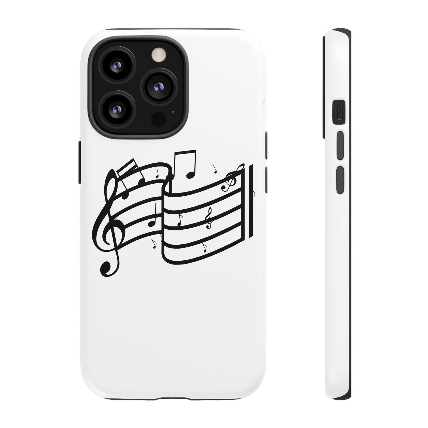 Musical Notes Phone Case — Black Treble Clef Music Staff Tough Case