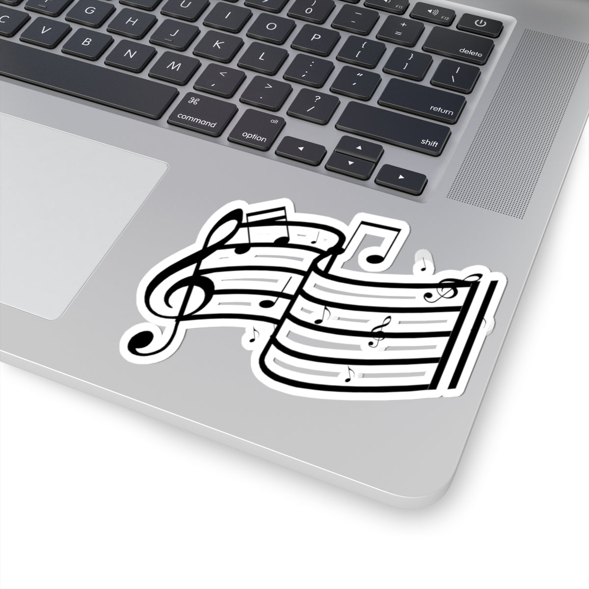 Music Notes Kiss-Cut Sticker — Treble Clef Sheet Music Decal for Laptops & Instruments