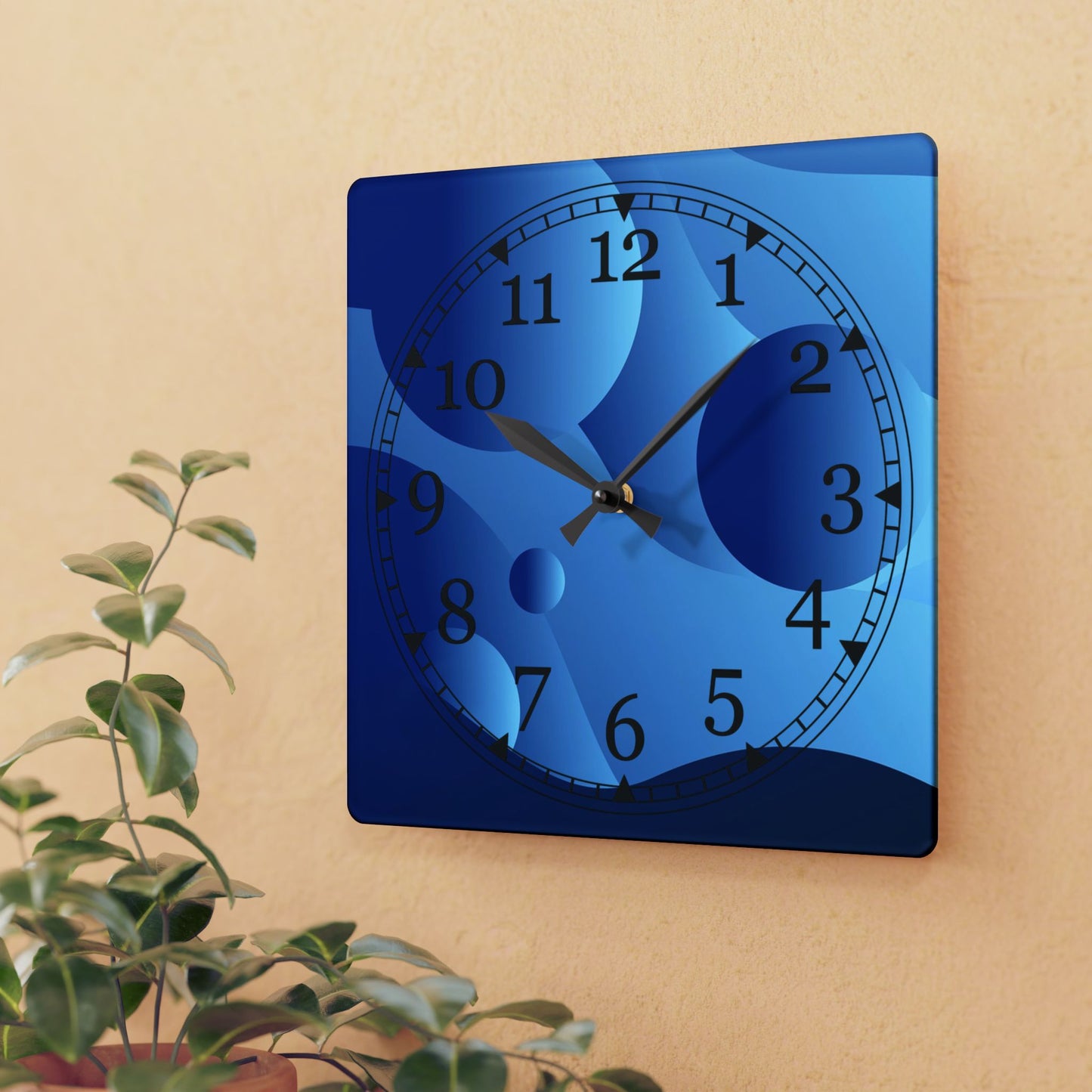 Ocean Waves Acrylic Wall Clock, Coastal Home Decor
