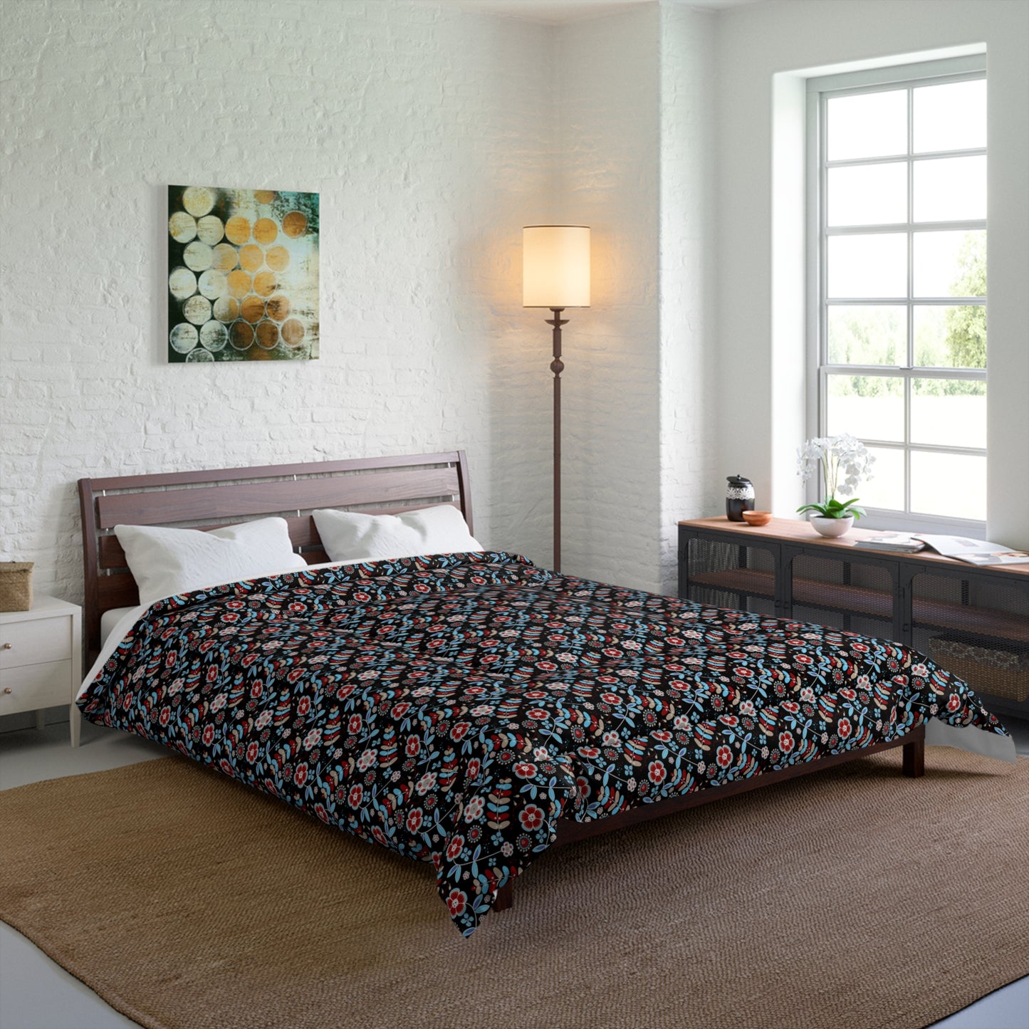 Floral Print Comforter - Cozy Bedding, Home Decor, Gift for Her, Bedroom Upgrade, Seasonal Decor