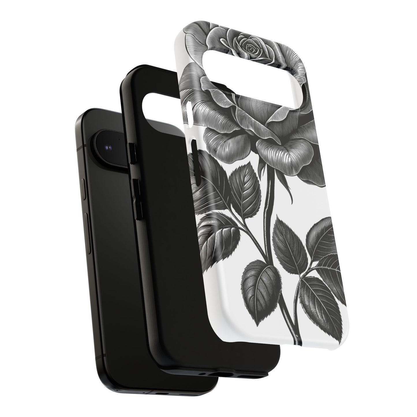 Elegant Floral Phone Case - Tough Cases, Black Rose Design, Floral Phone Cover, Stylish Phone Accessory, Gift for Her, Mother's Day