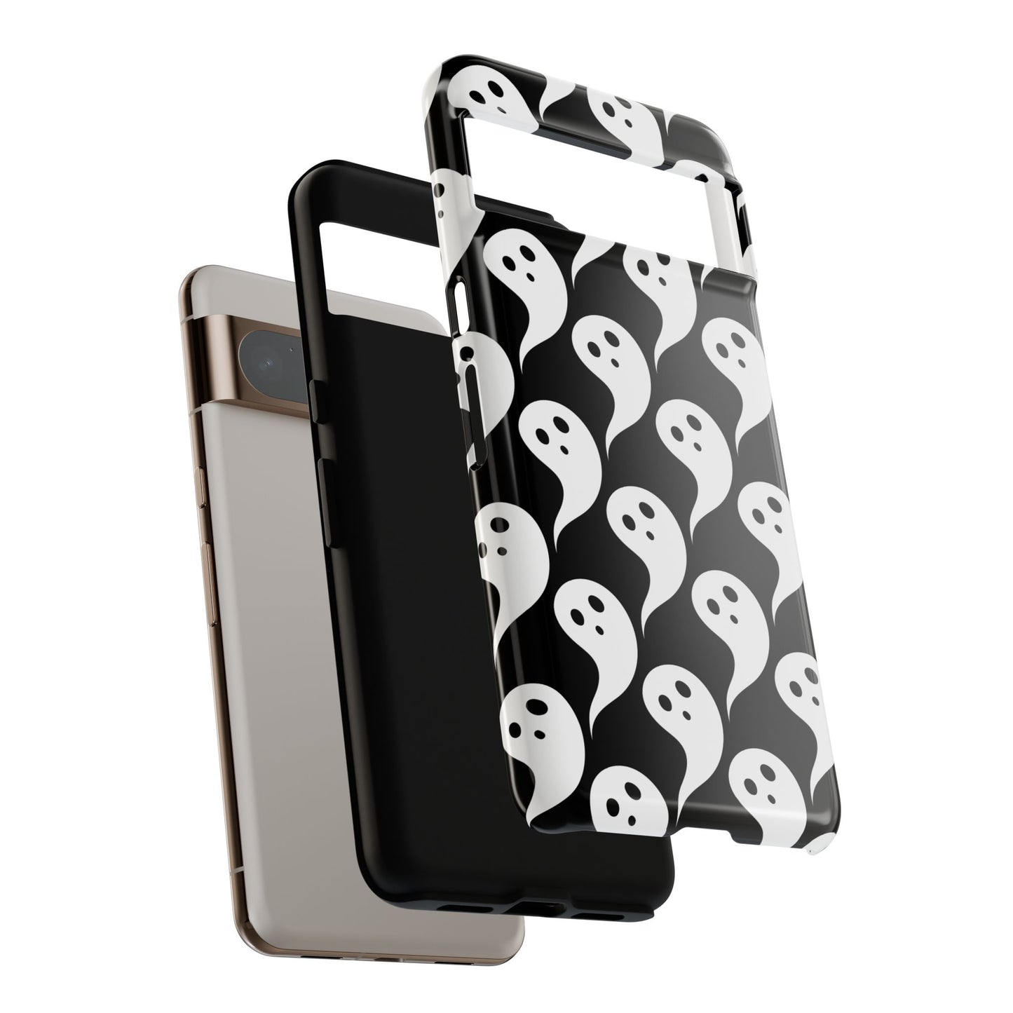 Ghost Pattern Phone Case, Cute Ghost Cell Phone Cover, Halloween Accessory, Spooky Gift, Black and White Phone Case