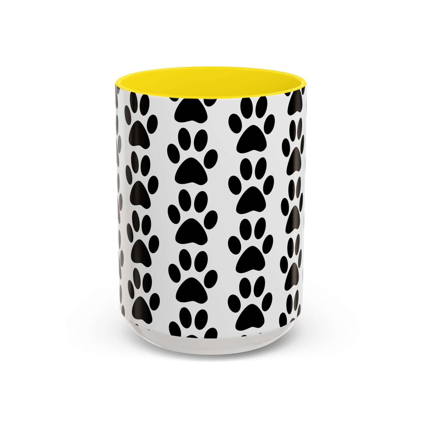 Paw Print Accent Coffee Mug - Dog Lover Gift, Black and White Pet Mug, Cute Animal Decor, Personalized Pet Owner Present, Coffee Tea Cup