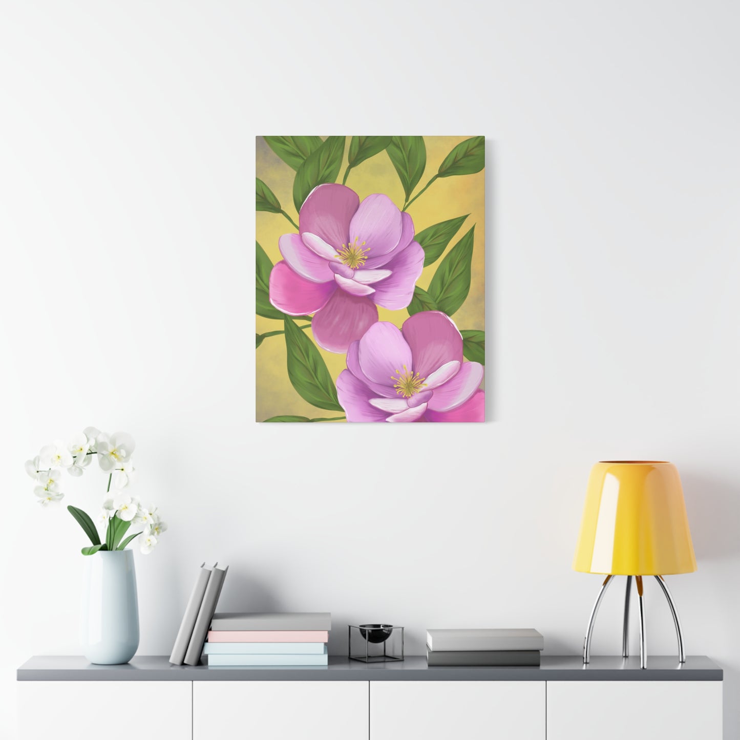 Matte Canvas, Stretched, 1.25" Tulips Pink and Purple Flowers