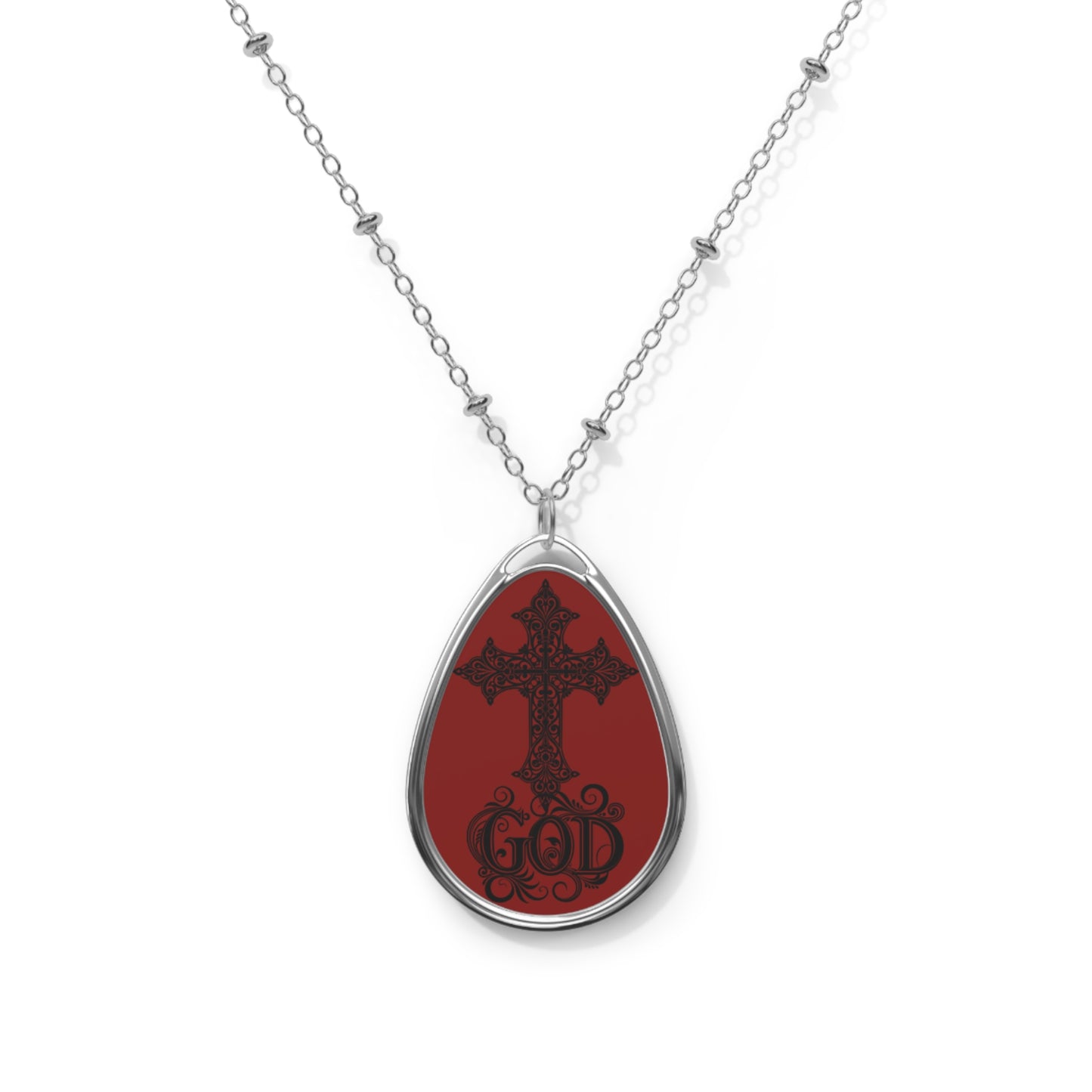 God Cross Oval Necklace | Faith Jewelry, Spiritual Gift, Religious Charm, Christian Accessories, Meaningful Keepsake