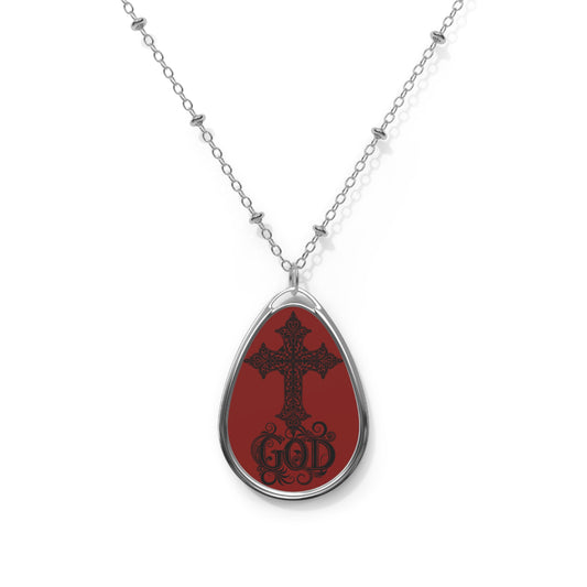 God Cross Oval Necklace | Faith Jewelry, Spiritual Gift, Religious Charm, Christian Accessories, Meaningful Keepsake