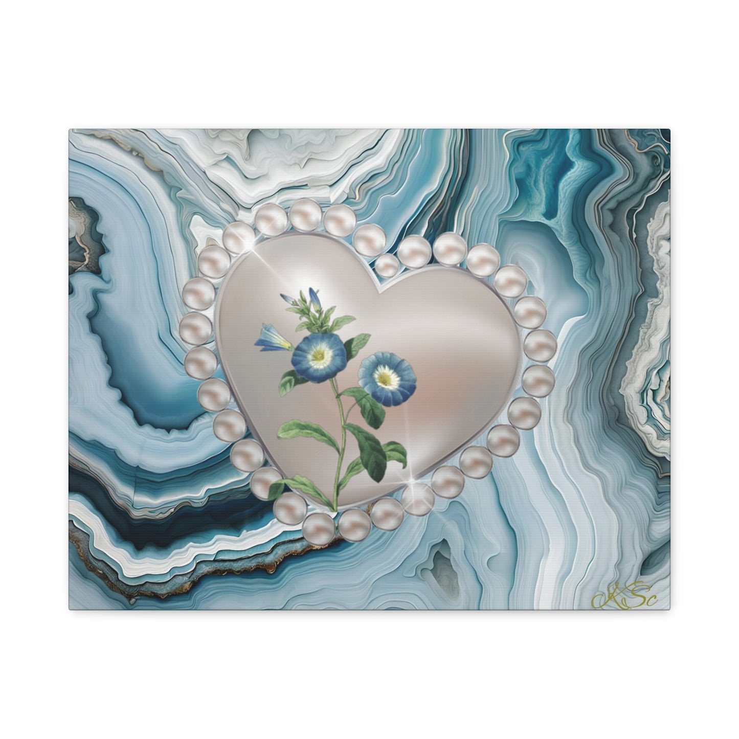 Elegant Floral Heart Canvas Wall Art, Modern Home Decor, Gift for Her