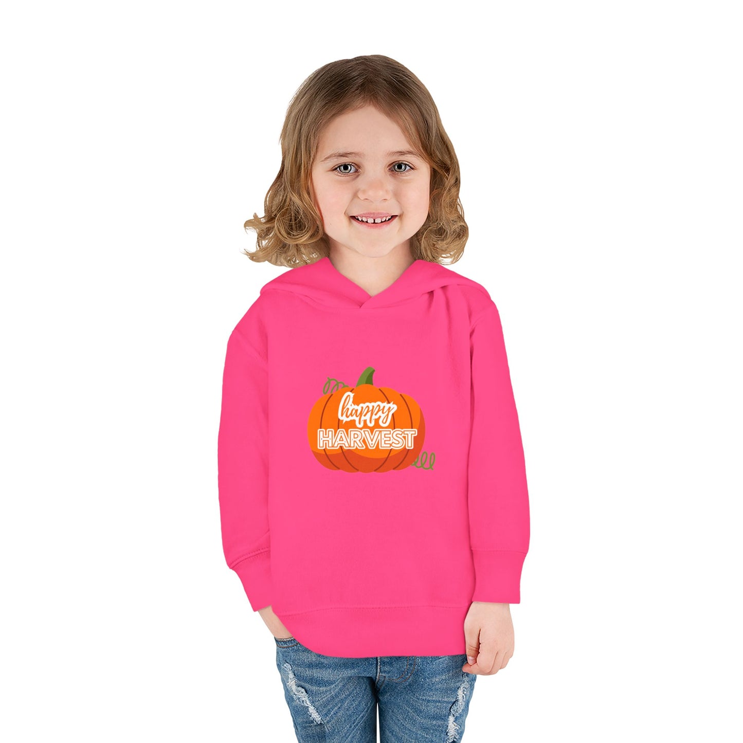 Toddler Happy Harvest Pullover Hoodie, Fall Kids Sweatshirt, Pumpkin Hoodie, Thanksgiving Gift, Cozy Autumn Wear