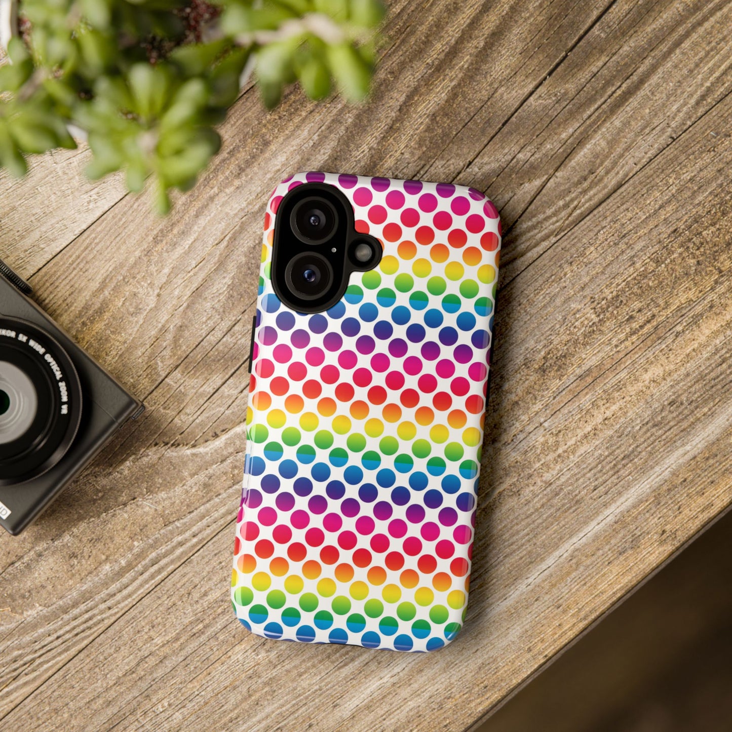 Rainbow Dot Phone Case, Colorful Phone Cover, Fun Phone Accessory, Gift for Friends, Trendy Mobile Case