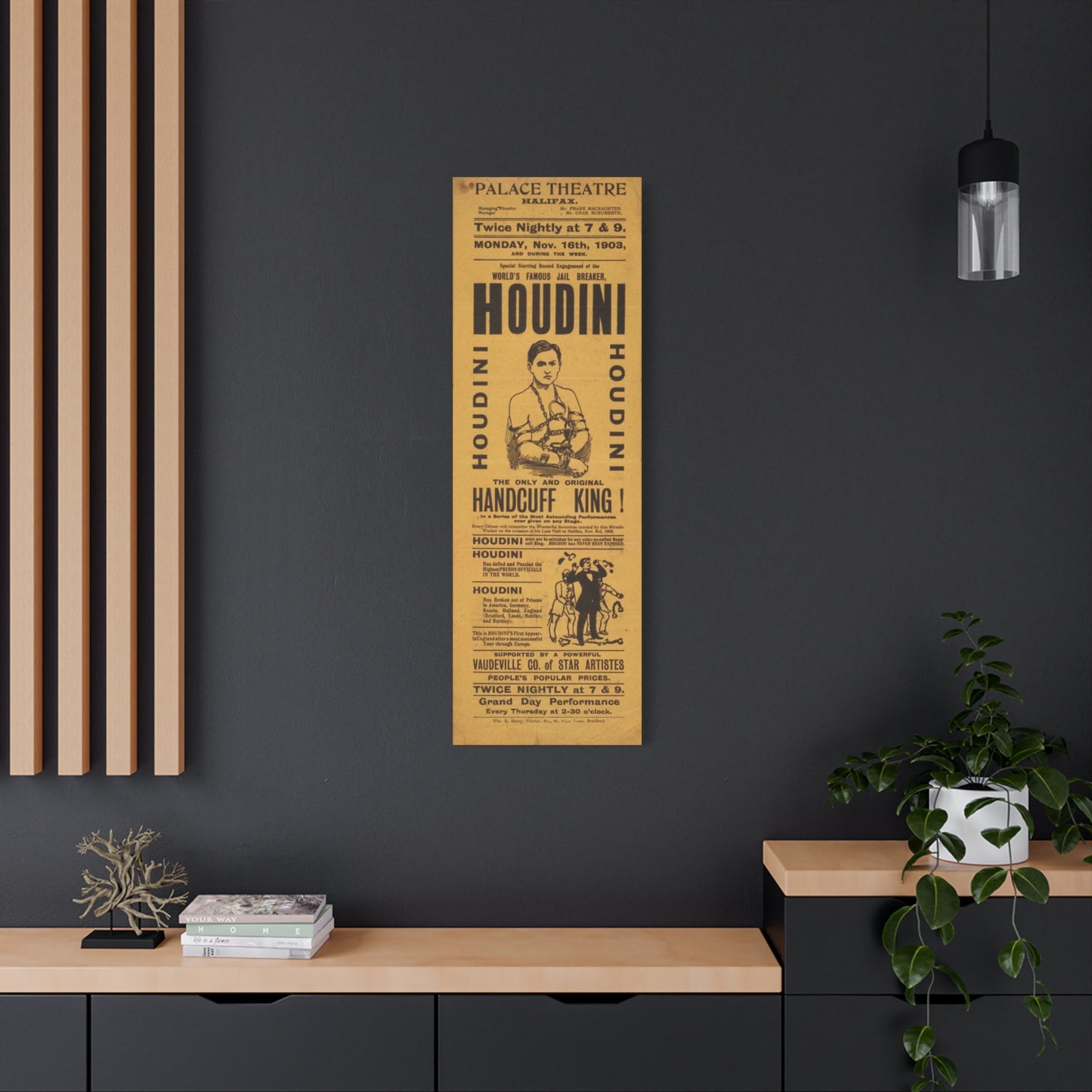 Houdini Vintage Poster Matte Canvas Wall Art (Stretched 1.25")