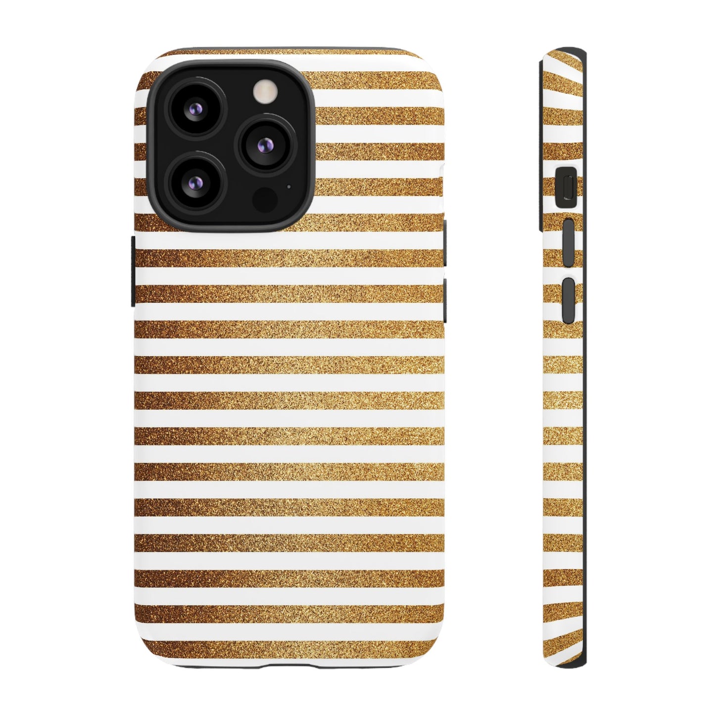 Glamorous Gold Striped Phone Case | Tough Cases, Stylish Phone Cover, Chic Accessories, Gift for Her, Fashionable Tech