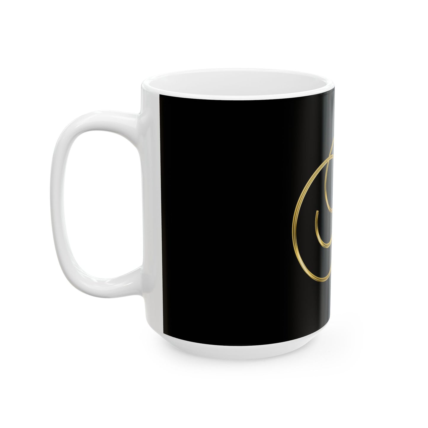 Gold Monogram 'M' Ceramic Mug – Elegant Initial Coffee Cup (11oz & 15oz)