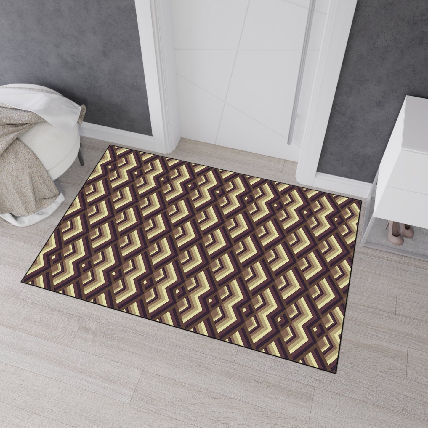Geometric Retro Diamond Heavy-Duty Floor Mat