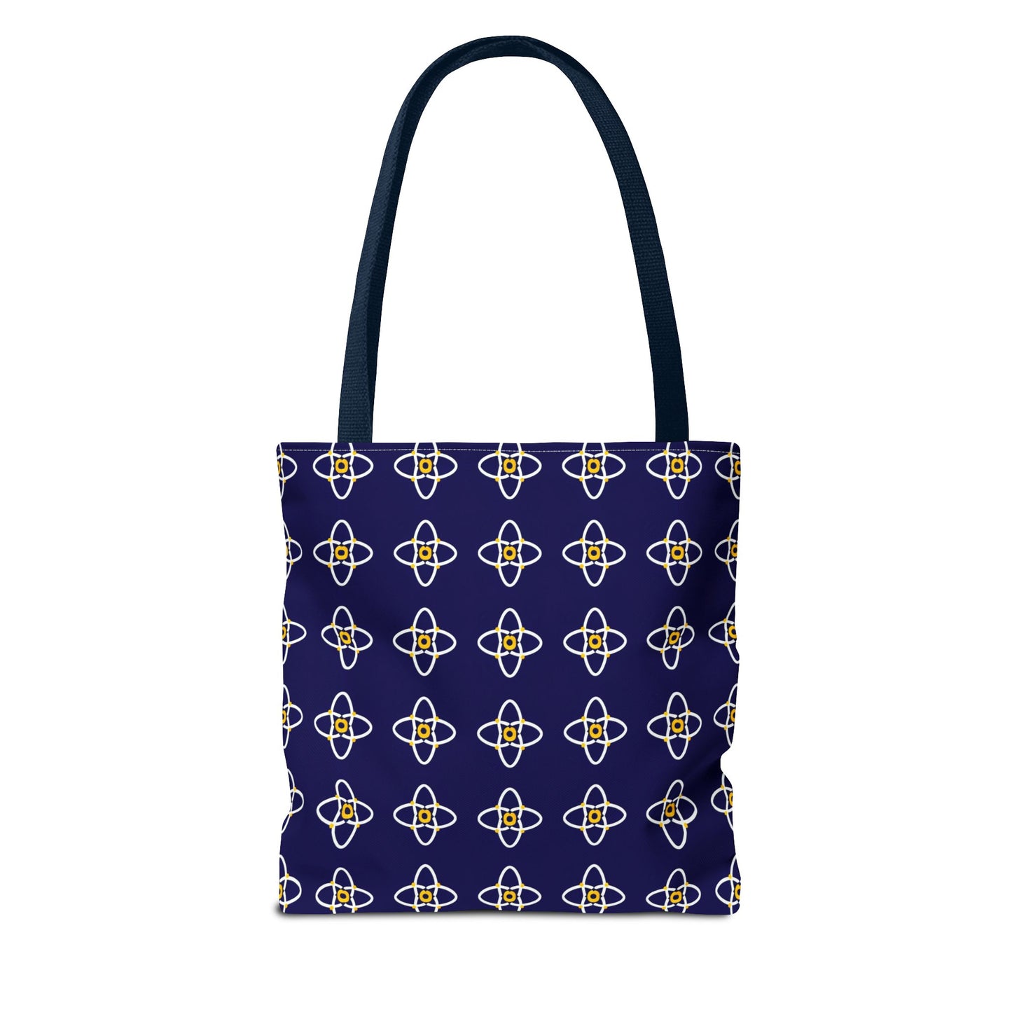 Navy Geo Floral Pattern Tote Bag — Reusable Everyday Shopping Tote